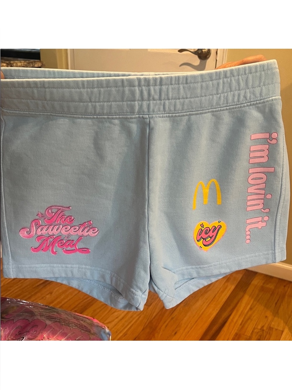 Light Blue Women's Logo Graphic Shorts - I'm Lovin' It